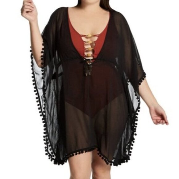 Bleu Rod Beattie Black Chiffon Caftan Cover Up, from Gypset Size 2X NWT - Picture 1 of 3